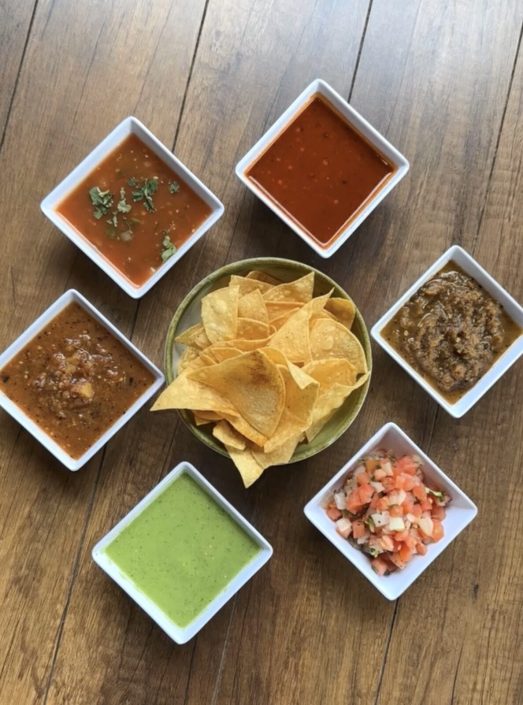 Six house-made salsas served with tortilla chips